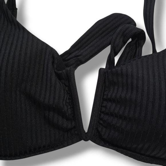 United Colors of Benetton Women’s Black V-Front Tie Back Bikini Top B Cup - Picture 3 of 11